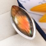 Purple Labradorite Ring Size US 6 Sterling Silver 925 (RS110-99)