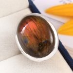 Purple Labradorite Ring Size US 6 Sterling Silver 925 (RS110-100)