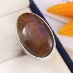 Purple Labradorite Ring Size US 7 Sterling Silver 925 (RS110-98)