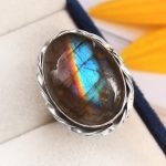 Purple Labradorite Ring Size US 7 Sterling Silver 925 (RS110-95)