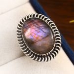 Purple Labradorite Ring Size US 6 Sterling Silver 925 (RS110-89)