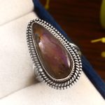 Purple Labradorite Ring Size US 6 Sterling Silver 925 (RS110-91)