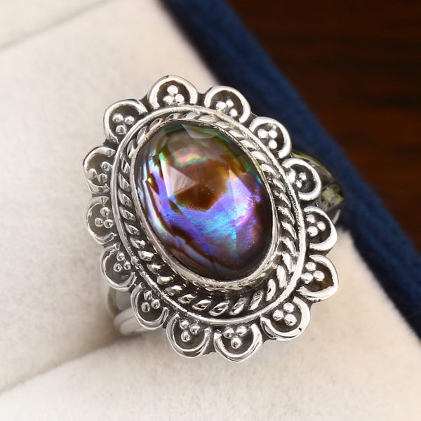 Abalone Doublet Ring Size US 7 Sterling Silver 925 (RS110-49)