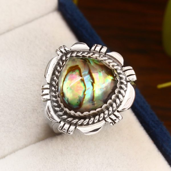 Abalone Doublet Ring Size US 8 Sterling Silver 925 (RS110-54)