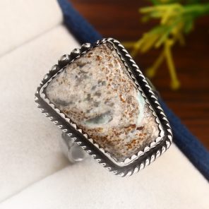 Ribbon Variscite Ring Size US 9 Sterling Silver 925 (RS105-257)