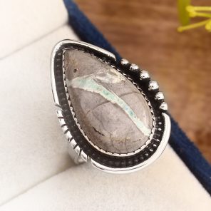 Ribbon Variscite Ring Size US 8 Sterling Silver 925 (RS105-238)