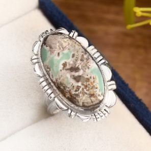 Ribbon Variscite Ring Size US 9 Sterling Silver 925 (RS105-239)
