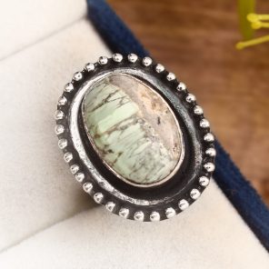 Ribbon Variscite Ring Size US 6 Sterling Silver 925 (RS105-263)