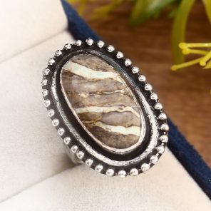 Ribbon Variscite Ring Size US 8 Sterling Silver 925 (RS105-266)
