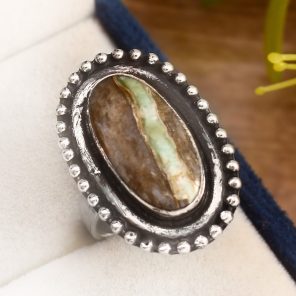 Ribbon Variscite Ring Size US 7 Sterling Silver 925 (RS105-270)