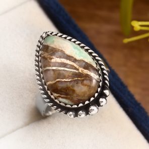 Ribbon Variscite Ring Size US 6 Sterling Silver 925 (RS105-273)