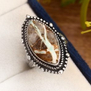 Ribbon Variscite Ring Size US 6 Sterling Silver 925 (RS105-274)