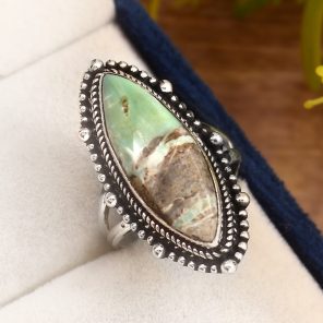 Ribbon Variscite Ring Size US 7 Sterling Silver 925 (RS105-277)