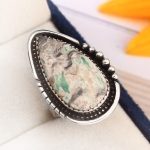 Ribbon Variscite Ring Size US 7 Sterling Silver 925 (RS105-245)