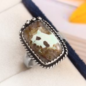 Ribbon Variscite Ring Size US 7 Sterling Silver 925 (RS105-279)