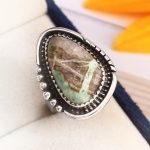 Ribbon Variscite Ring Size US 7 Sterling Silver 925 (RS105-247)