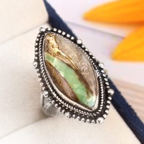 Ribbon Variscite Ring Size US 9 Sterling Silver 925 (RS105-281)