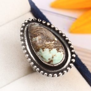 Ribbon Variscite Ring Size US 7 Sterling Silver 925 (RS105-282)