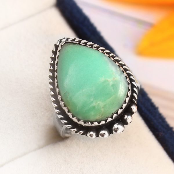 Ribbon Variscite Ring Size US 5 Sterling Silver 925 (RS105-284)
