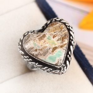 Ribbon Variscite Ring Size US 7 Sterling Silver 925 (RS105-286)