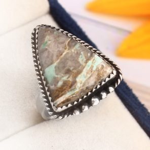 Ribbon Variscite Ring Size US 9 Sterling Silver 925 (RS105-290)
