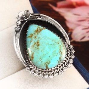 Kingman Turquoise Ring Size US 8 Sterling Silver 925 (RS109-7)
