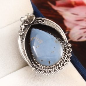 Blue Opal Ring Size US 7 Sterling Silver 925 (RS109-26)