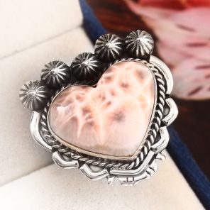 Natrolite (Pink Larimar) Ring Size US 9 Sterling Silver 925 (RS109-6)