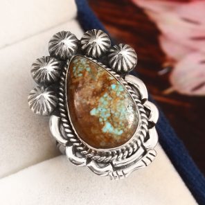Kingman Turquoise Ring Size US 8 Sterling Silver 925 (RS109-9)