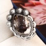 White Buffalo Turquoise Ring Size US 8 Sterling Silver 925 (RS109-19)