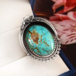 Kingman Turquoise Ring Size US 10 Sterling Silver 925 (RS109-13)