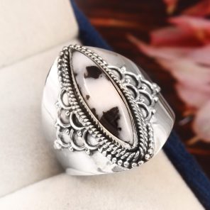 White Buffalo Turquoise Ring Size US 11 Sterling Silver 925 (RS109-22)