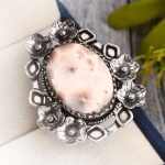 Natrolite (Pink Larimar) Ring Size US 8 Sterling Silver 925 (RS109-31)