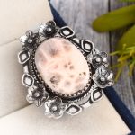 Natrolite (Pink Larimar) Ring Size US 6 Sterling Silver 925 (RS109-32)