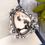 White Buffalo Turquoise Ring Size US 10 Sterling Silver 925 (RS109-37)