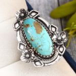 Morenci turquoise Ring Size US 8 Sterling Silver 925 (RS109-46)