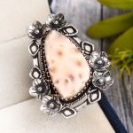 Natrolite (Pink Larimar) Ring Size US 9 Sterling Silver 925 (RS109-34)