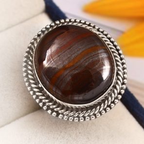 Tiger Iron Ring  Size US 8 925 Sterling Silver (RS113-131)