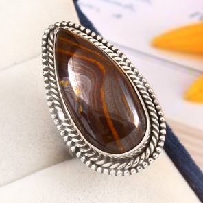 Tiger Iron Ring  Size US 8 925 Sterling Silver (RS113-135)