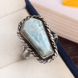 Larimar Ring Size US 8 Sterling Silver 925 (RS110-2)