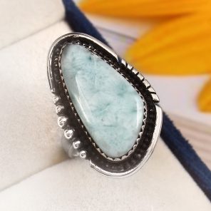 Larimar Ring Size US 8 Sterling Silver 925 (RS110-20)