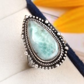 Larimar Ring Size US 7 Sterling Silver 925 (RS110-8)