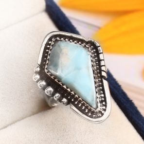 Larimar Ring Size US 6 Sterling Silver 925 (RS110-21)