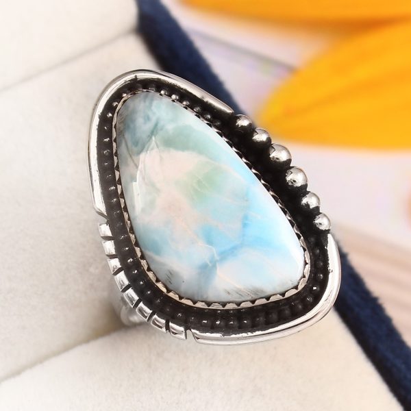 Larimar Ring Size US 9 Sterling Silver 925 (RS110-24)