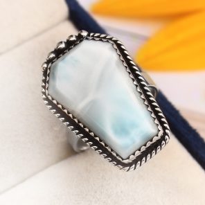 Larimar Ring Size US 8 Sterling Silver 925 (RS110-15)