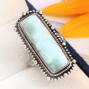 Larimar Ring Size US 7 Sterling Silver 925 (RS110-17)