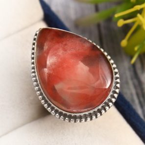 Strawberry Quartz Ring Size US 6 Sterling Silver 925 (RS110-102)