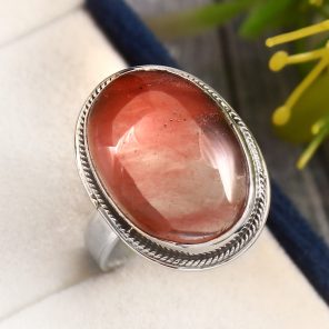 Strawberry Quartz Ring Size US 7 Sterling Silver 925 (RS110-103)