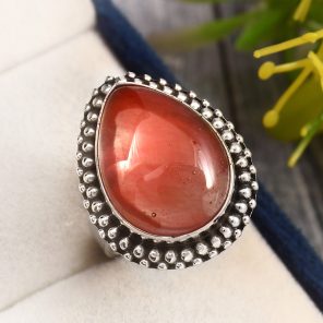 Strawberry Quartz Ring Size US 7 Sterling Silver 925 (RS110-104)