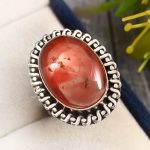 Strawberry Quartz Ring Size US 7 Sterling Silver 925 (RS110-105)